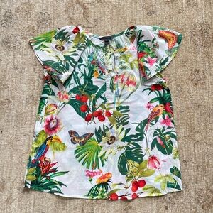 J. Crew Women's Cotton Tropical Print Blouse - Multicolor